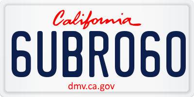 CA license plate 6UBR060