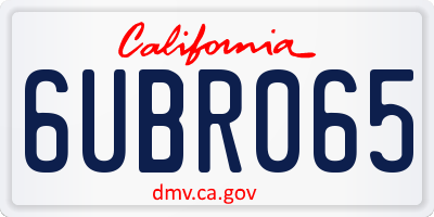 CA license plate 6UBR065