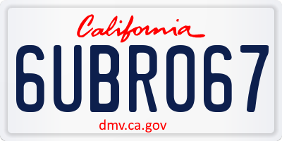 CA license plate 6UBR067