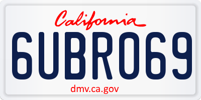 CA license plate 6UBR069