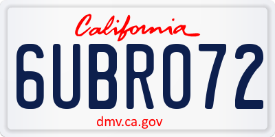 CA license plate 6UBR072