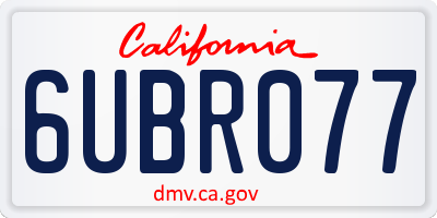 CA license plate 6UBR077