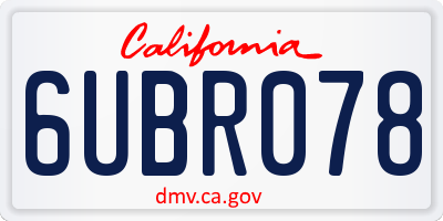 CA license plate 6UBR078