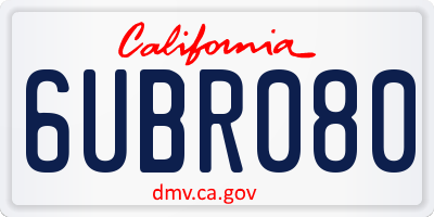CA license plate 6UBR080