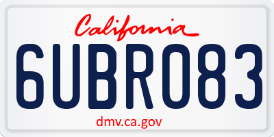 CA license plate 6UBR083