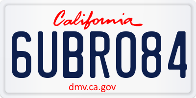 CA license plate 6UBR084