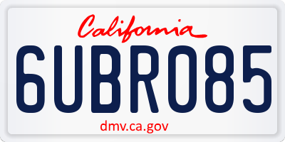 CA license plate 6UBR085
