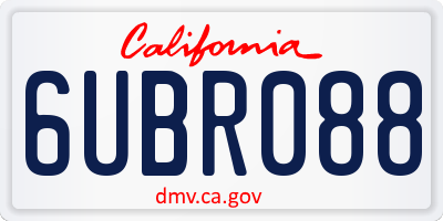 CA license plate 6UBR088