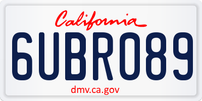 CA license plate 6UBR089