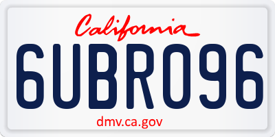 CA license plate 6UBR096