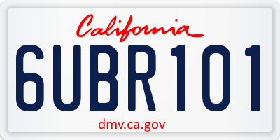CA license plate 6UBR101