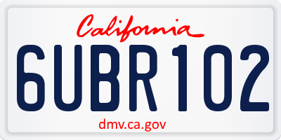 CA license plate 6UBR102