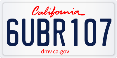 CA license plate 6UBR107