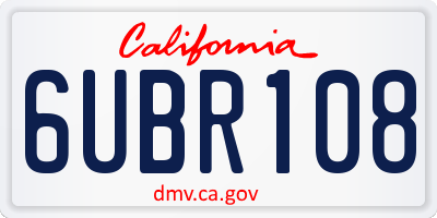 CA license plate 6UBR108