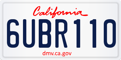 CA license plate 6UBR110