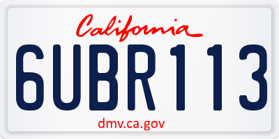 CA license plate 6UBR113