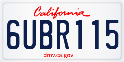 CA license plate 6UBR115