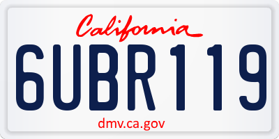CA license plate 6UBR119