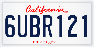 CA license plate 6UBR121