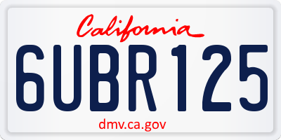CA license plate 6UBR125