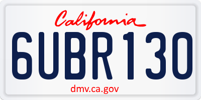 CA license plate 6UBR130