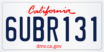 CA license plate 6UBR131