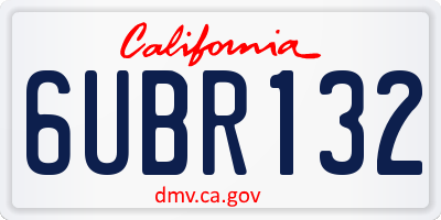 CA license plate 6UBR132
