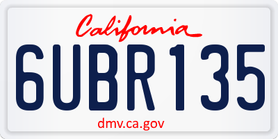 CA license plate 6UBR135