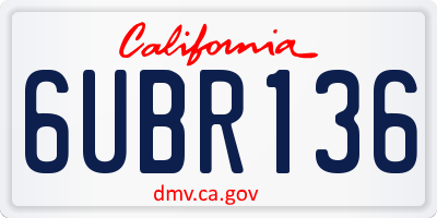 CA license plate 6UBR136