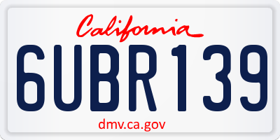 CA license plate 6UBR139