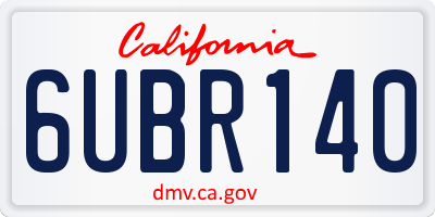 CA license plate 6UBR140