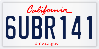 CA license plate 6UBR141
