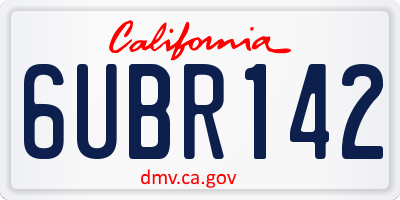 CA license plate 6UBR142