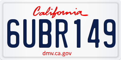 CA license plate 6UBR149