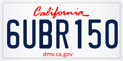 CA license plate 6UBR150