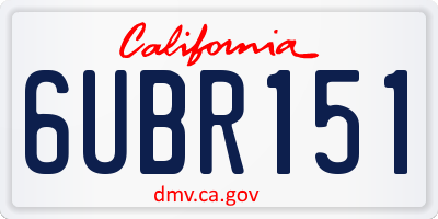 CA license plate 6UBR151