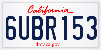 CA license plate 6UBR153