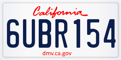 CA license plate 6UBR154