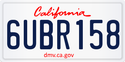 CA license plate 6UBR158