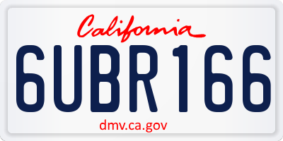 CA license plate 6UBR166