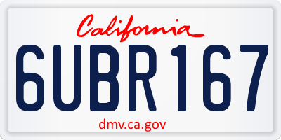 CA license plate 6UBR167