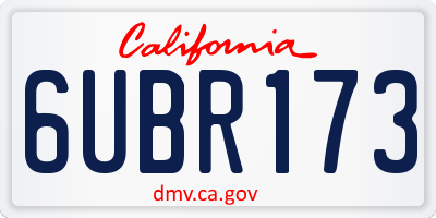 CA license plate 6UBR173