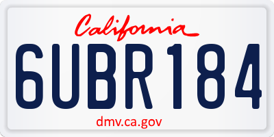 CA license plate 6UBR184