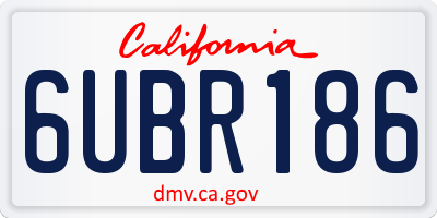 CA license plate 6UBR186