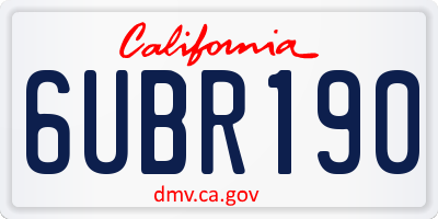 CA license plate 6UBR190