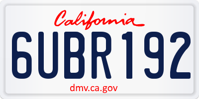 CA license plate 6UBR192