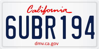 CA license plate 6UBR194