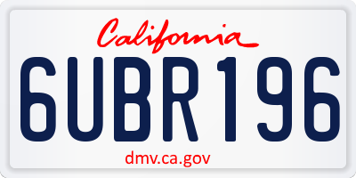 CA license plate 6UBR196