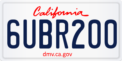 CA license plate 6UBR200