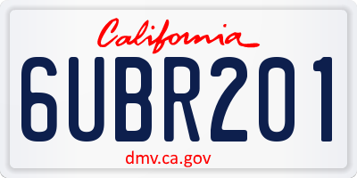 CA license plate 6UBR201